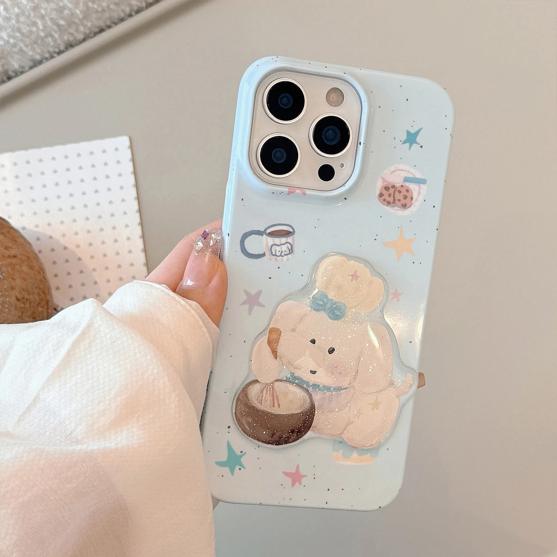 

Chef Elephant Cute Film Glitter 3D Hard Mobile Phone Case For iPhone16/15/14/13pro max