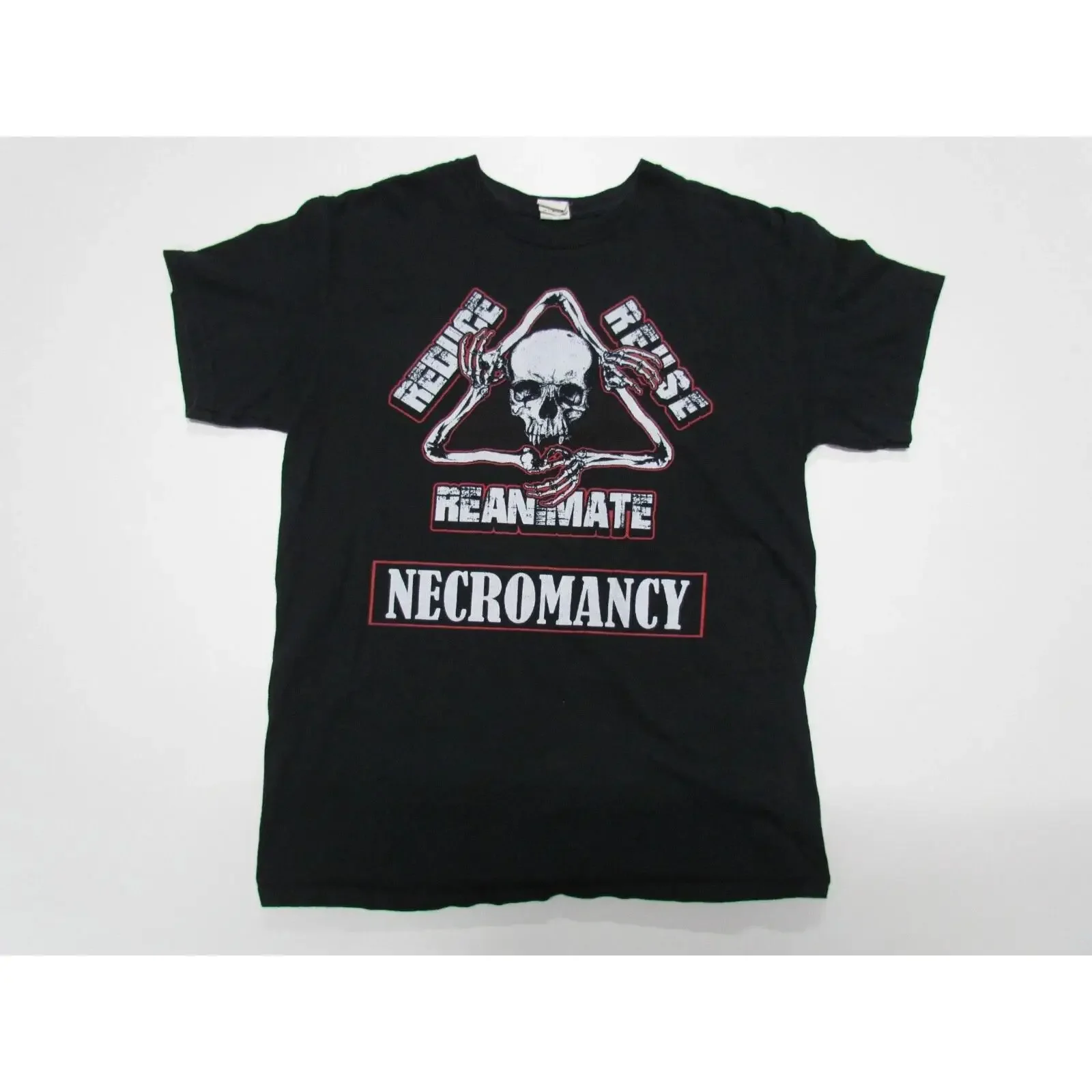 Necromancy Men's Medium Band T Shirt Faded Reduce Reuse Reanimate Heavy Metal vintage Washed Casual Stretched Unisex streetwear