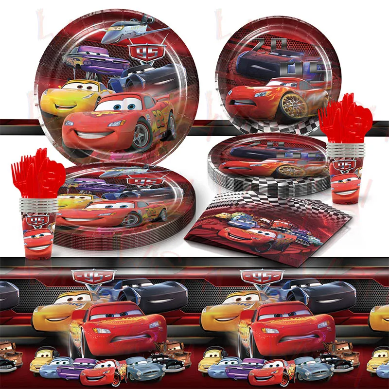 

Disney Cars Disposable Tableware Racing Birthday Party Supplies Balloon Plate Cup Napkin Cake Tablecloth Kid Baby Shower Decor