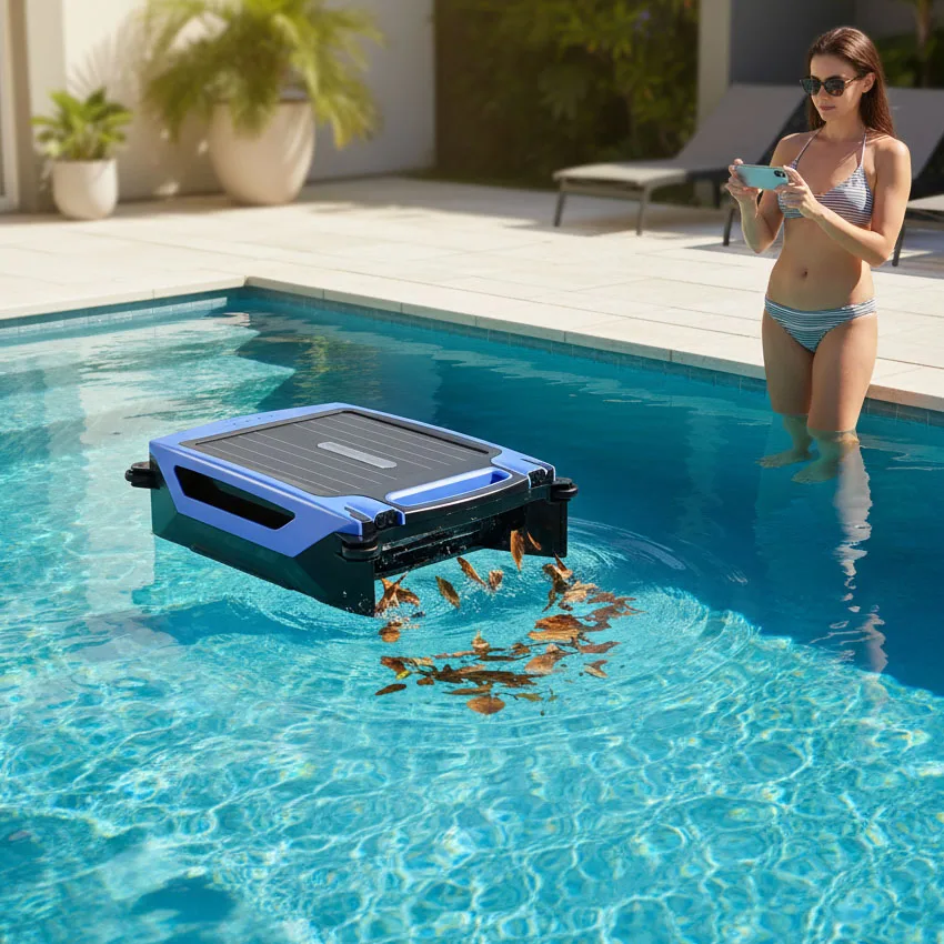 

Universal Solar Pool Skimmer Robot Automatic Cordless Eco-Friendly High Efficiency Surface Cleaner Intelligent Path 20