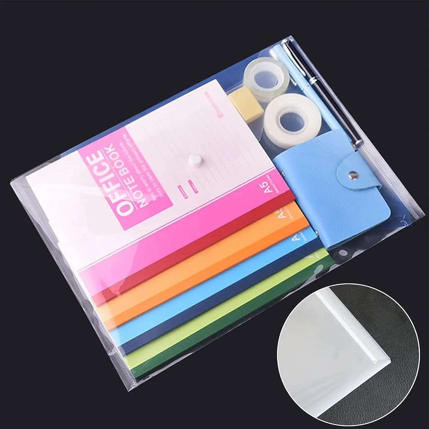 1-3PCS A4 Poly Envelope Folder with Snap Button Clear Waterproof Plastic Document Protector for School Home Office Organization