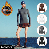 3/1pcs Women's Autumn And Winter Fashion Basic High Neck Base Shirt With Black Fungus Edge Solid Color Warm Long Seeved T-shirt