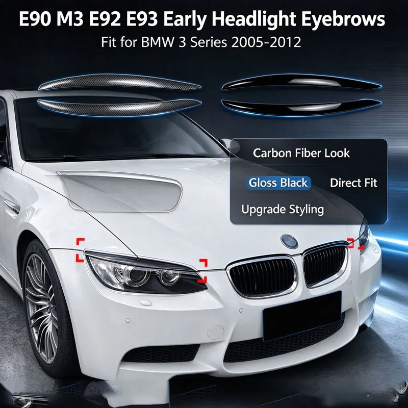 Suitable for BMW 3 Series e90 m3 e92 e93 2005-12 headlight eyebrow car sticker modification parts