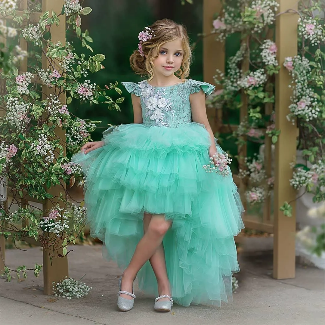 

Puffy Dresses For Girls High Collar Bow Communion Dress Flower Girl Dresses Flower Girl Dresses Wedding Kids Ball Gown