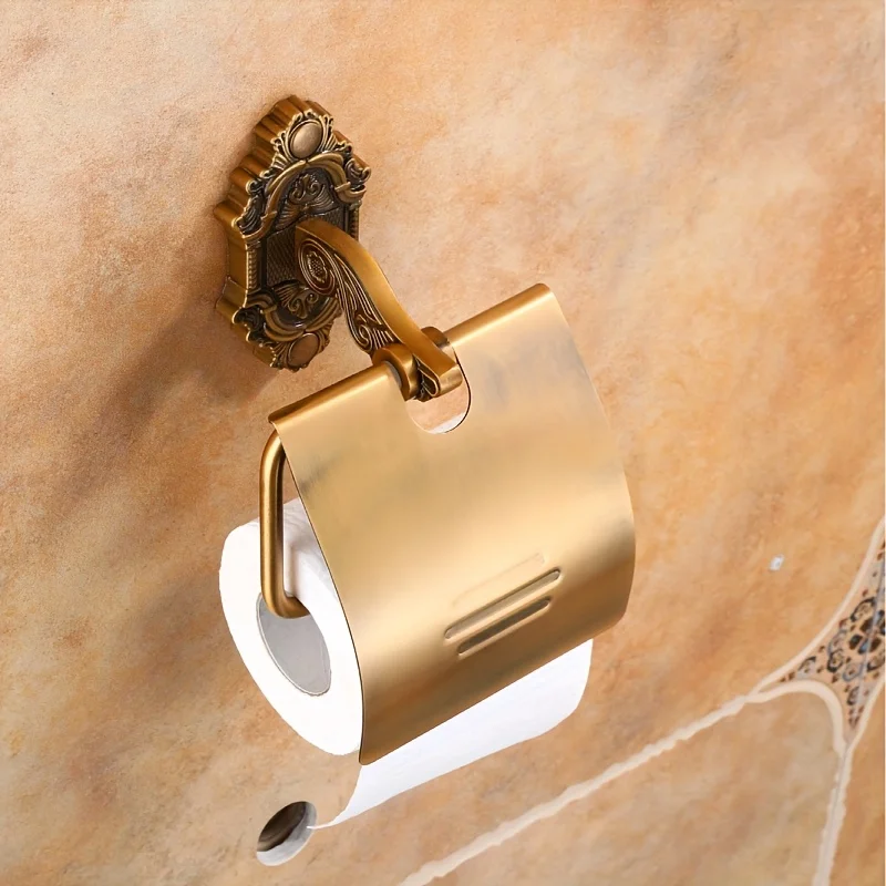 

Toilet Paper Holder Wall Mounted Vintage Classic Bathroom Antique Brass Roll Tissue Box Bathroom Accessories