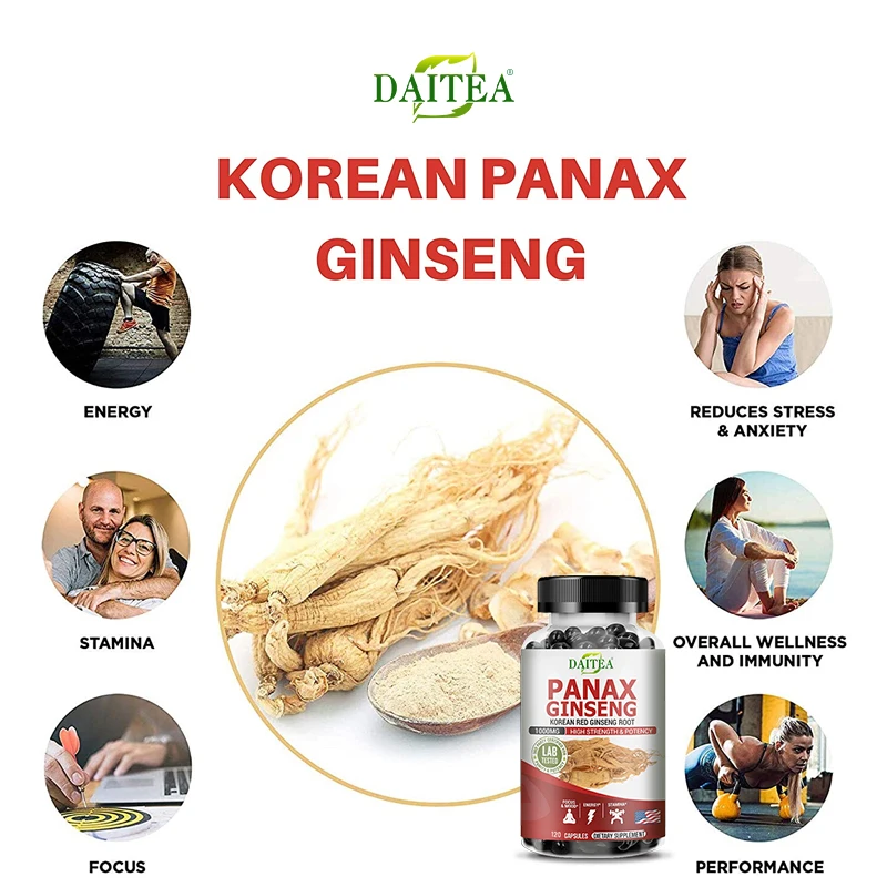 Ginseng Extract - Brain Booster for Memory and Focus, Nitric Oxide Supplement, Natural Energy Boost for Men and Women