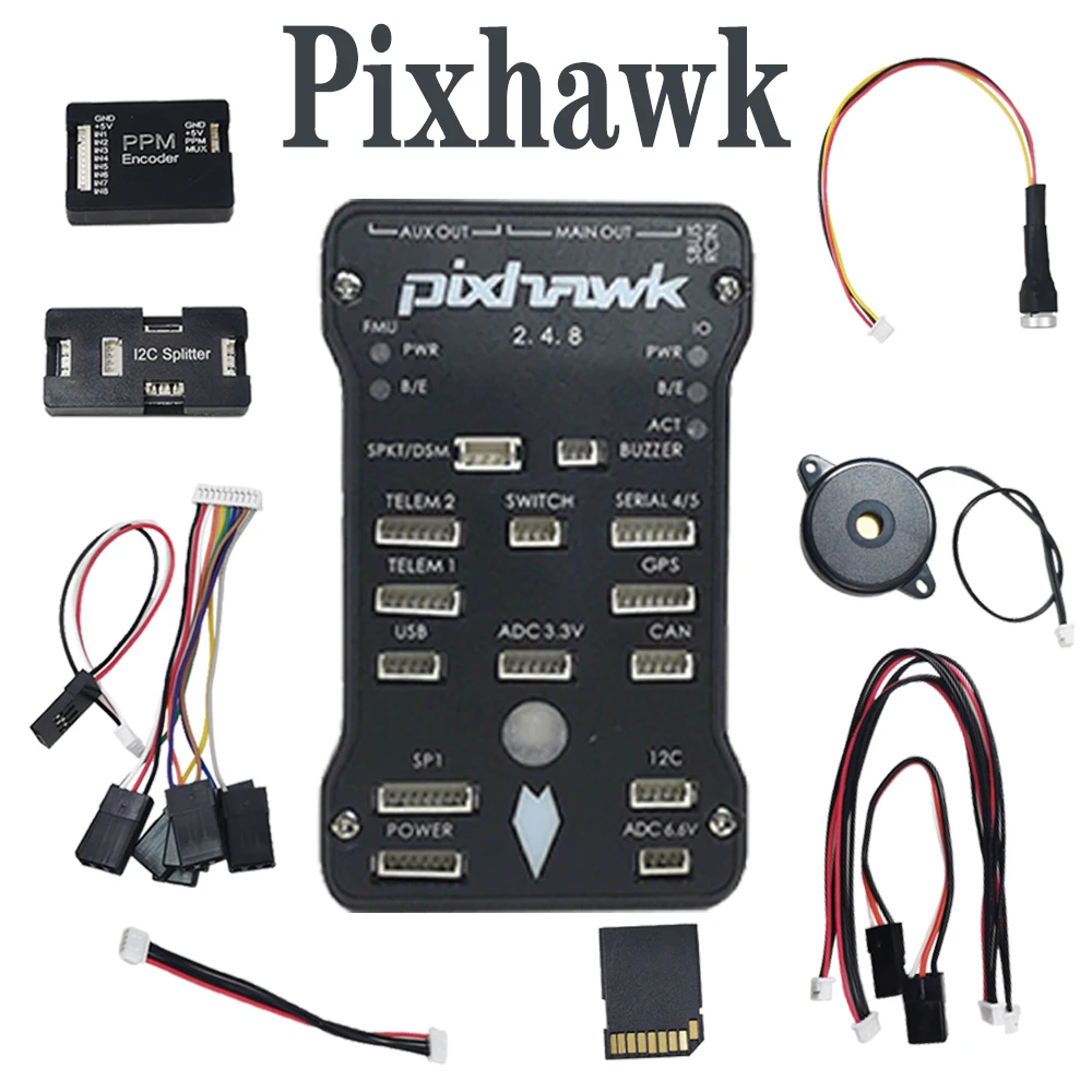 Flight Controller Pixhawk PX4 Autopilot PIX 2.4.8 32 Bit + Buzzer 4G SD +Safety Switch +I2C Splitter Expand Module + USB cable