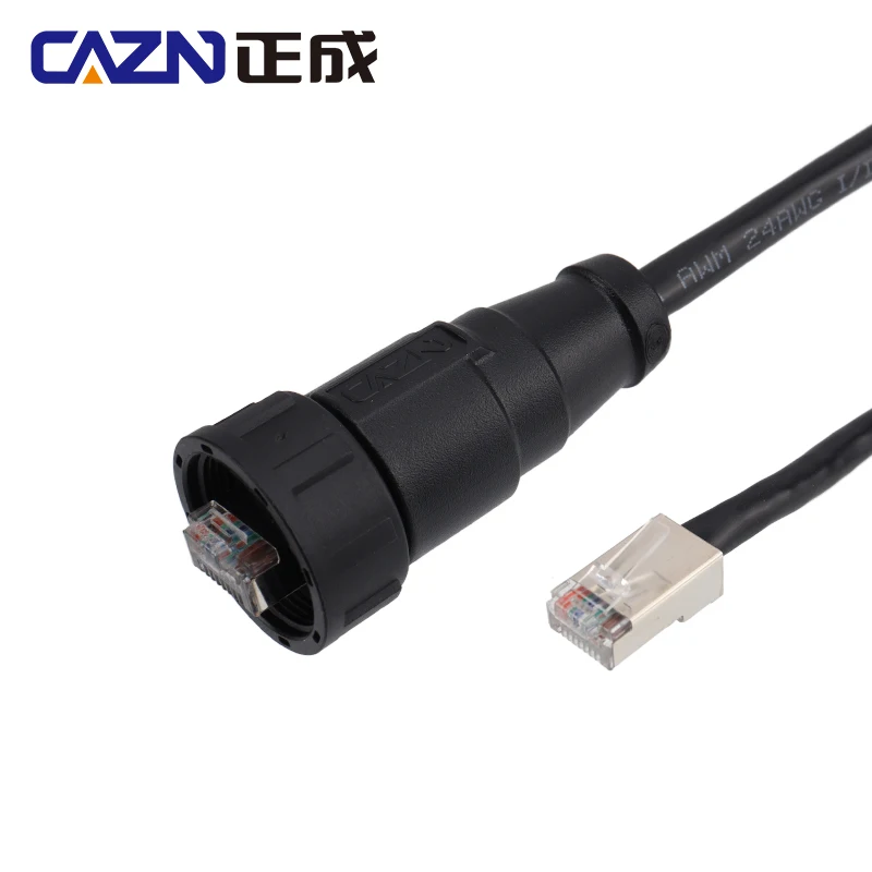 

CAZN RJ45 Straight Male Overmolded Plug Cable CAT5e CAT6a RJ45 Waterproof Cable Industrial Ethernet Plug IP67 Plastic