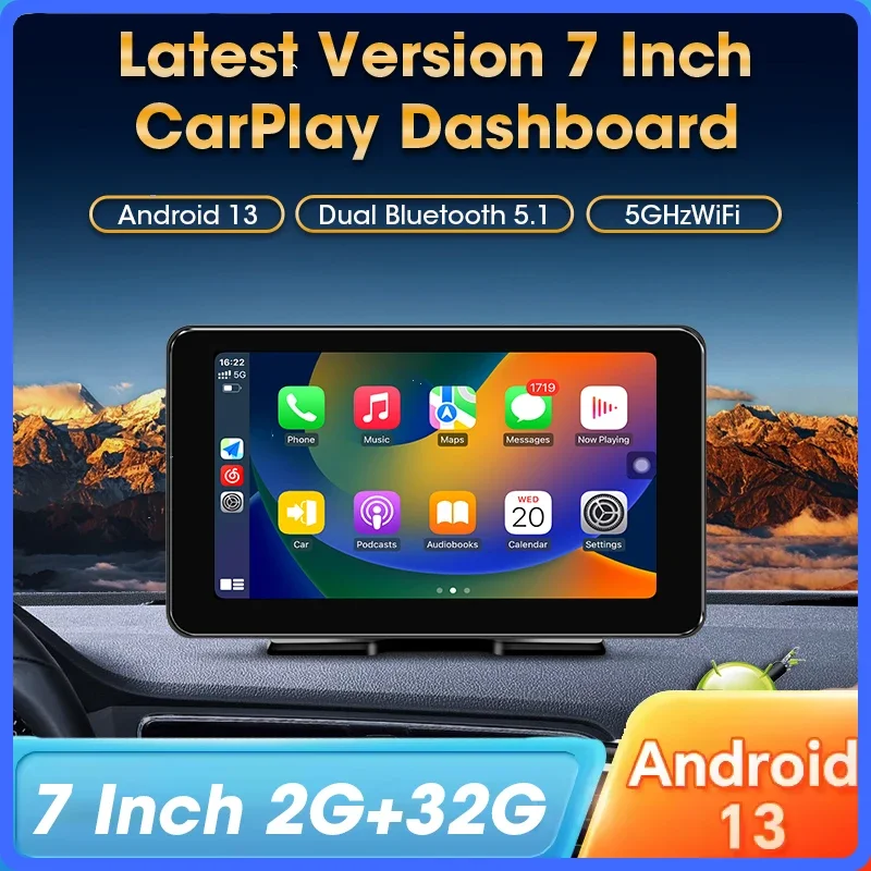 

Develuck Android 13 Car Smart Screen Wireless CarPlay & Android Auto Car DVR GPS Bluetooth AUX FM Rearview Mirror Video Recorder