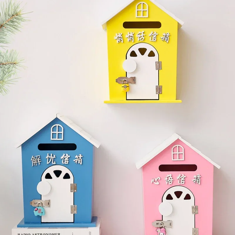 

Idyllic and Creative Blue Decorative Jieyou Mailbox Wooden Communication Xinyu Mailbox School Wall Hanging Suggestion Box