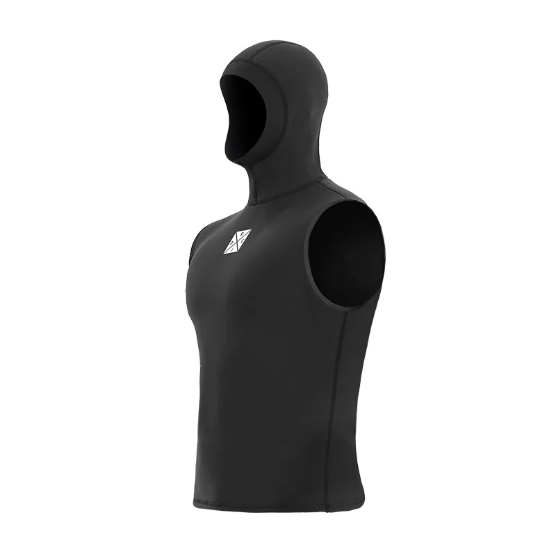 

STLF 3mm Hooded Thermal Wetsuit for Diving and Surfing Sleeveless Motorboat Vest with Front Logo Split Diving Suit with Hood