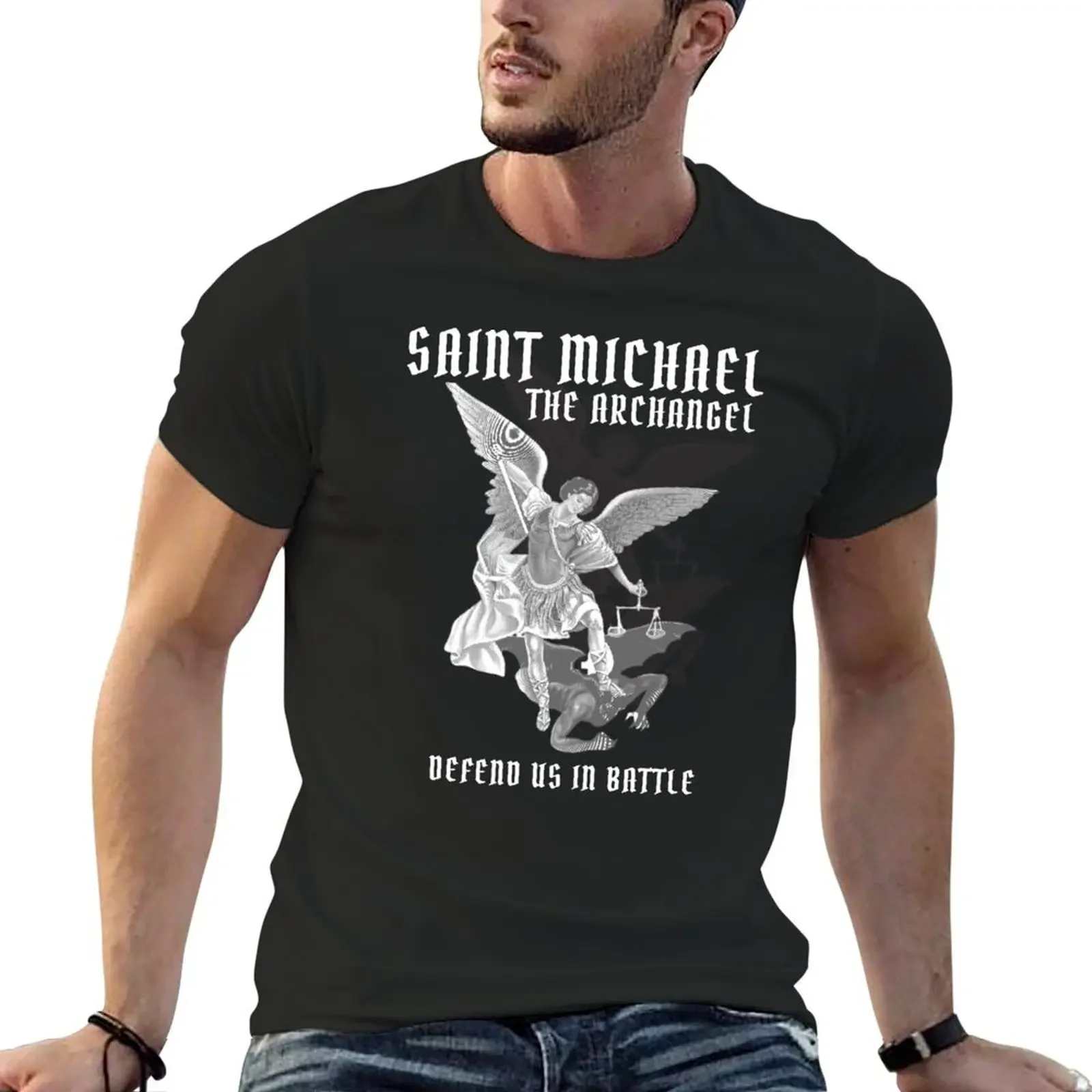 Saint Michael T-Shirt anime tshirt anime clothes oversized fruit of the loom mens t shirts