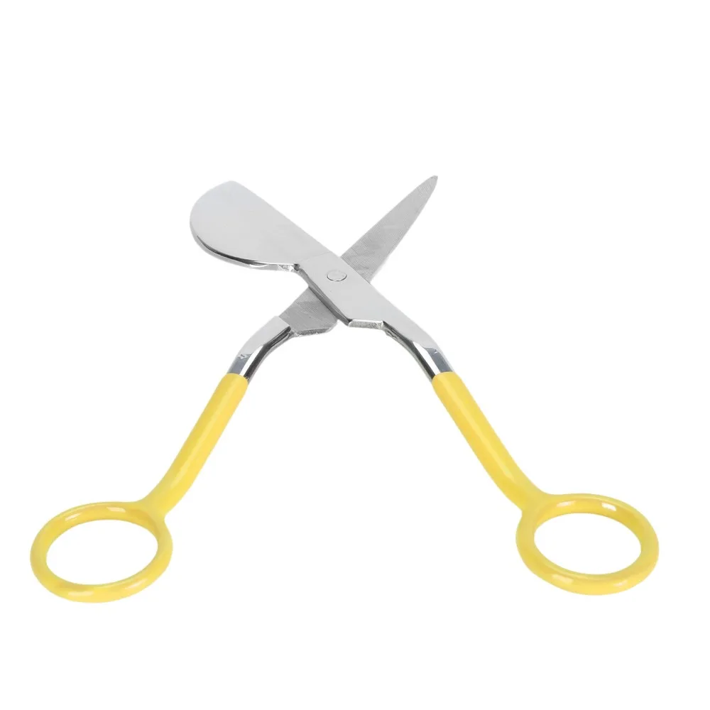 Tesoura de bico de pato durável de 6,1 polegadas com lâminas de aço inoxidável, tesoura amarela para aplicação de apliques, tesoura de costura para alfaiates