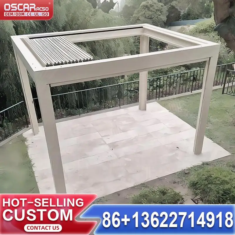 

Motorized waterproof louded sunshade covers for gazebo in outdoor backyard patio pergola