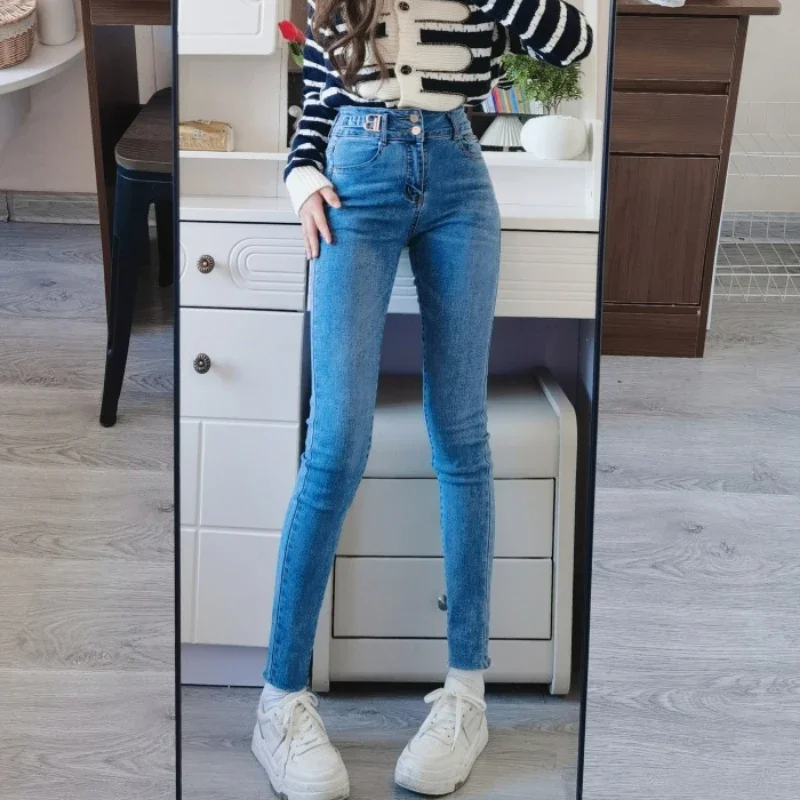 Boyfriend Jeans for Women Solid Skinny Vintage Y2k Spicy Girls Tender Personality Washed Fashion European Style College Daily