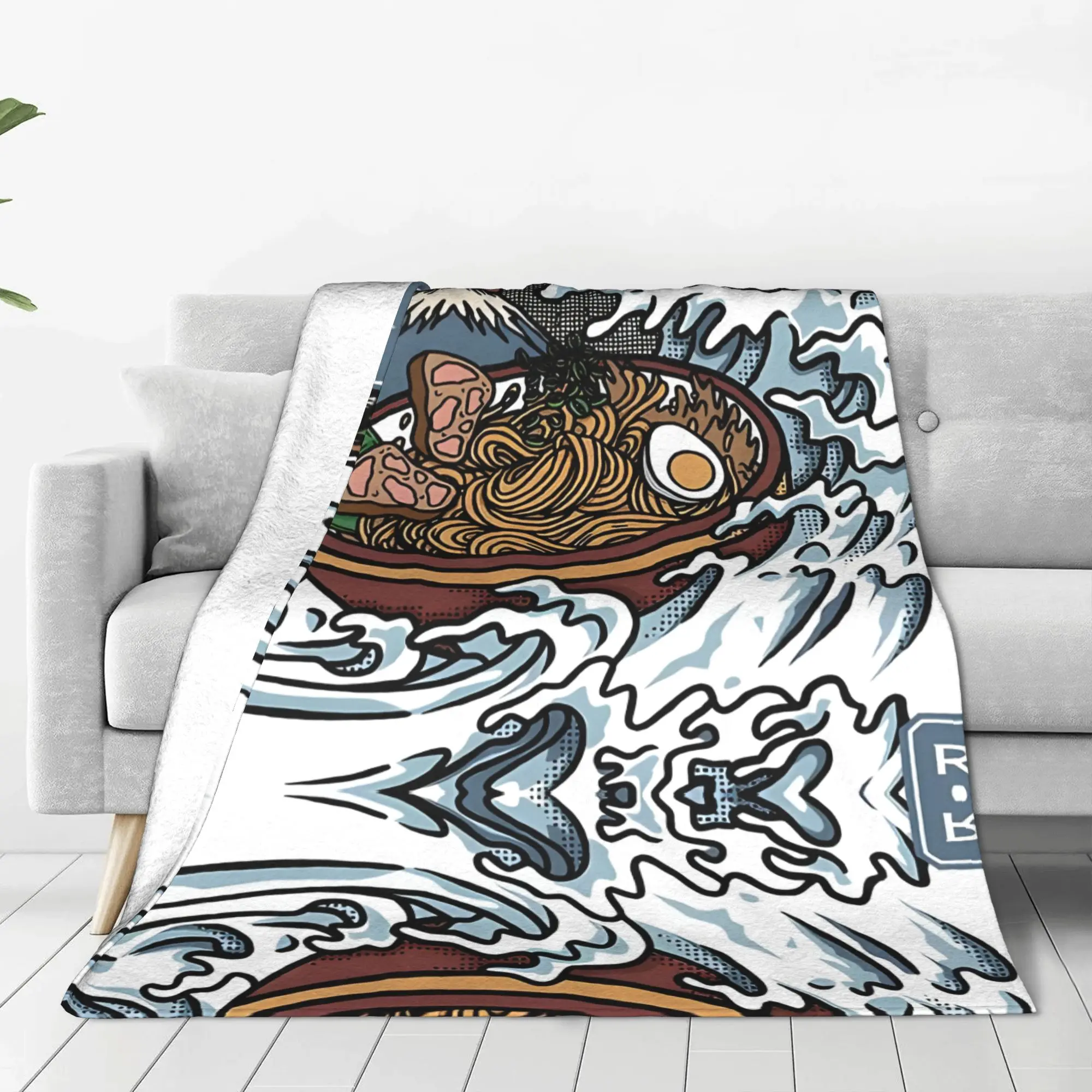 1PC Ramen In Waves Kanji Kaiju Monster Home Room Decorations Winter Blankets For Adults Bedding Home Interior Sofa Knee