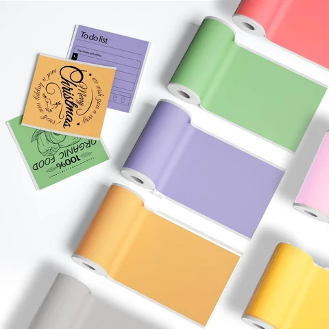 57x25mm 다채로운 스티커 감열지 - 어린이 즉석 카메라/미니 프린터, 공예/선물용 BPA 프리 자체 접착