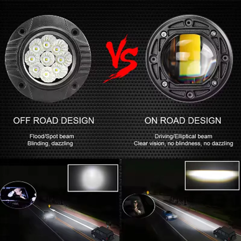 3 Inch Led Work Spotlights 24V 12V Car DRL Lights LED 6000K/3500K Fog Lens Motorcycle Spotlight For Jeep Wrangler 4x4 Off Road
