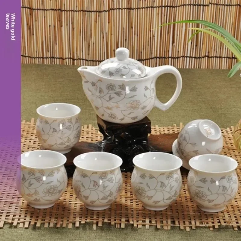 Jingdezhen 7Pcs Tea Set Blue and White Porcelain Double Wall Cup Creative Flower Dragon Moutain Teapot Kung fu tea set Teaware