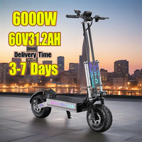 T90 E Scooters 6000W Motor 60V31.2AH Battery Hydraulic Braking Shock Absorption Fold Electric Scooters 13-Inch Off-Road Tires