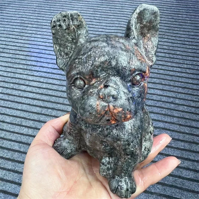 15CM Natural Yooperlite Animal Dog Carving Healing Fashion Home Decoration Healthy Birthday Gift 1pcs