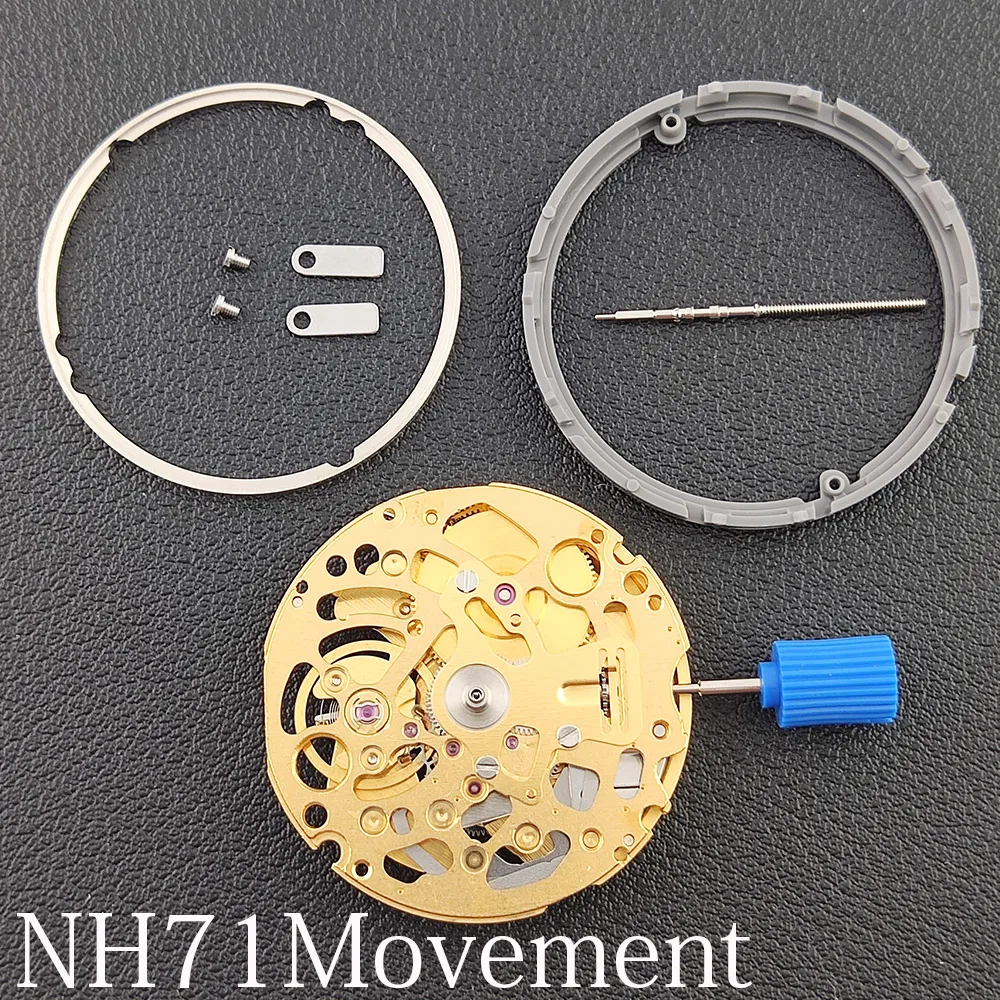 

Gold NH71 Watch NH71A Automatic Mechanical Movement Japan 24 Jewels High Accuracy Skeleton NH71 Mechanism Modification Parts