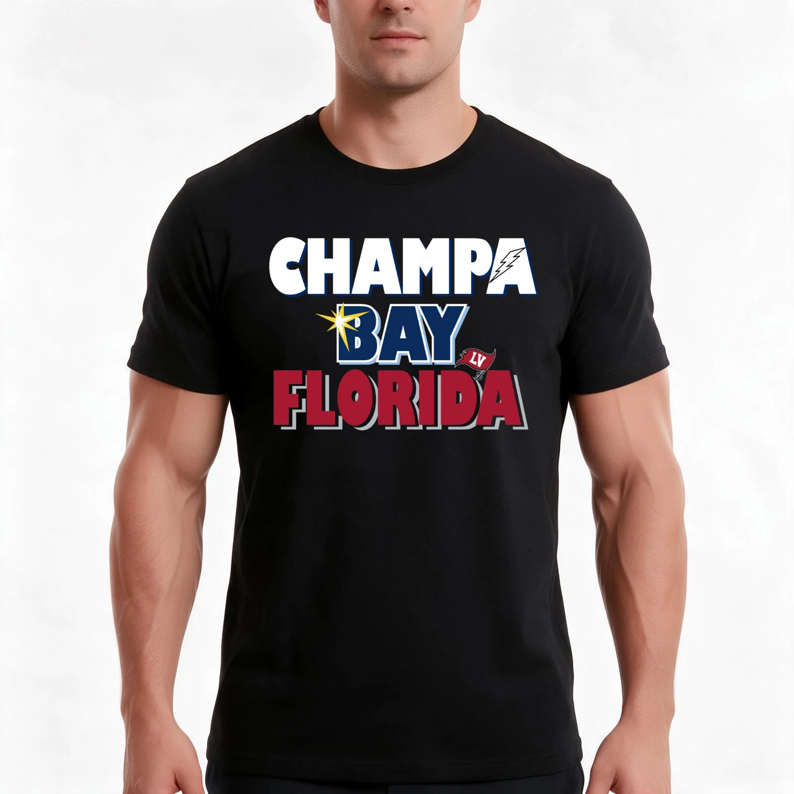 CHAMPA BAY FLORIDA T-Shirt, Summer Casual Cotton Tee, Oversized Streetwear Tops, Vintage Graphic Print, Loose Fit Short Sleeve