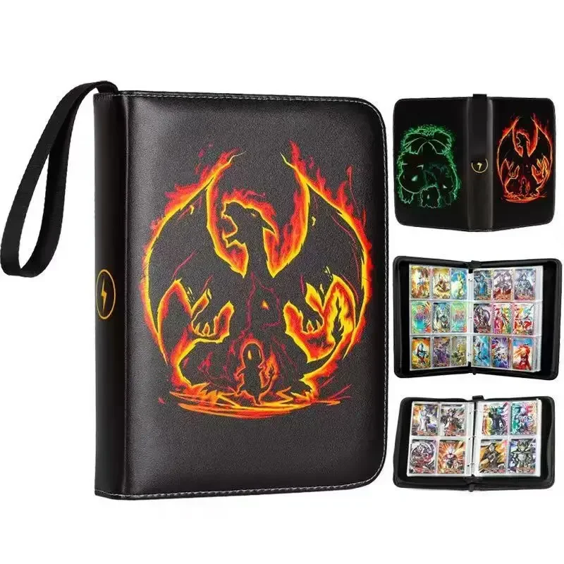 البوكيمون بطاقة الموثق 400 جيب أنيم حامل بطاقة ألبوم بطاقات التداول حامل حامي دفتر سستة الموثق لجمع البطاقات