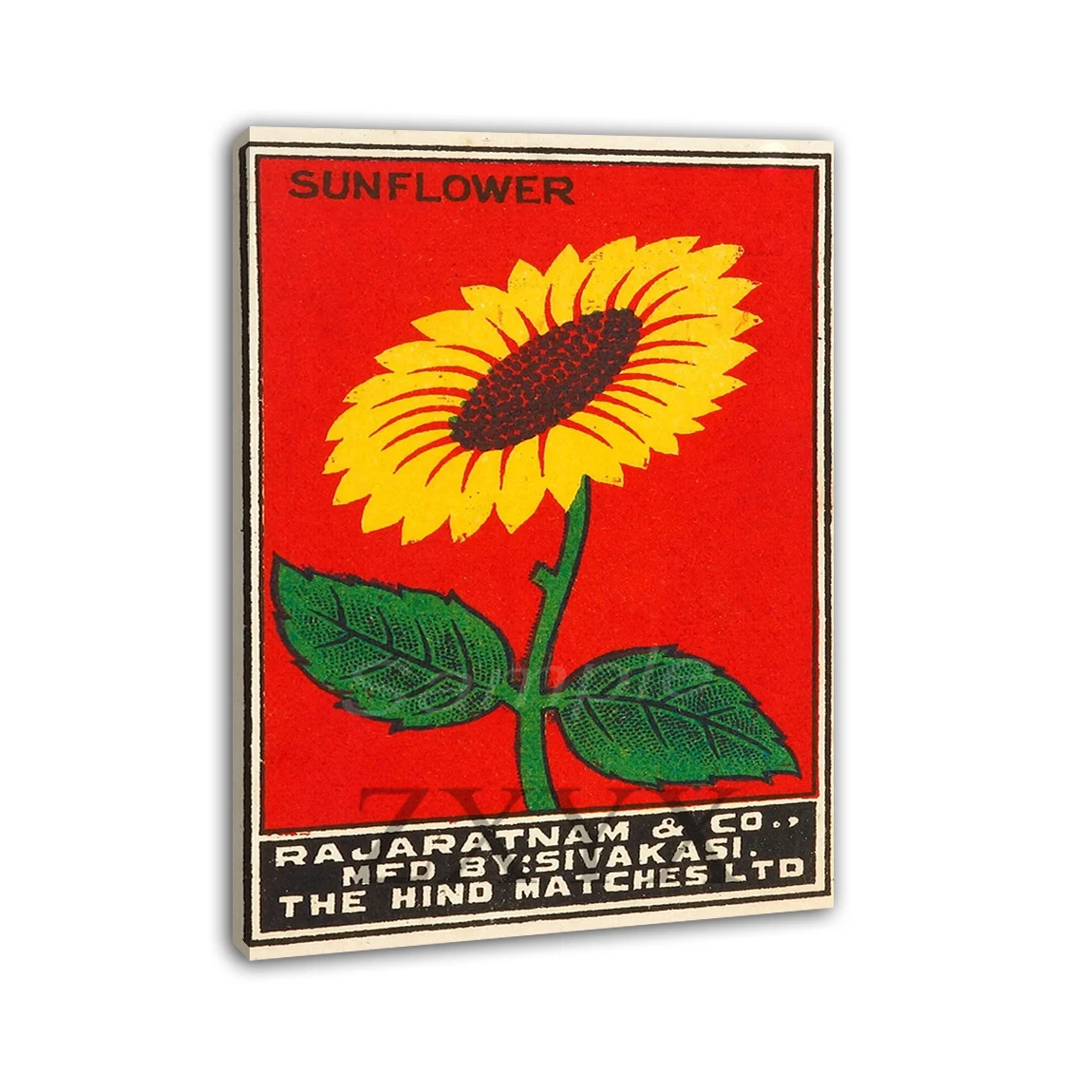 Vintage Sunflower Safety Matches Advertising Framed Poster Print Home Decor Wall Art Painting Oil Canvas