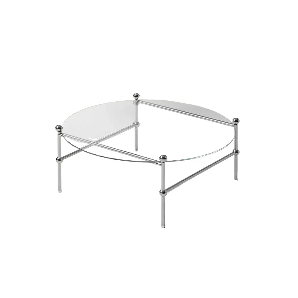 Internet celebrity tempered glass small apartment coffee table living room bedroom light luxury transparent small round table