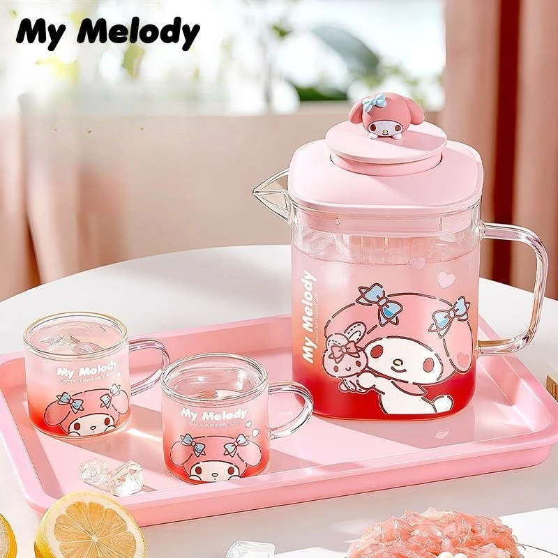 

Sanrio New My Melody Kawaii Cartoon Kettle Glass Cold Kettle Large Capacity High Temperature Resistance Make Tea Sense of Luxury