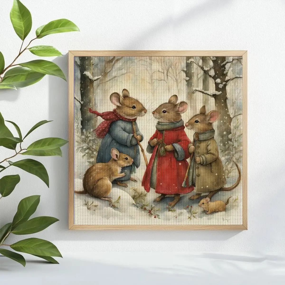 1 Stück 30X30CM/11,8 Zoll Das Mausfamilien-Set mit Prägung, Kreuzstich-Kit, DIY-Set 11/14/16CT, DIY-Stickset, DIY-Kreuzstich-Set – Detail 2