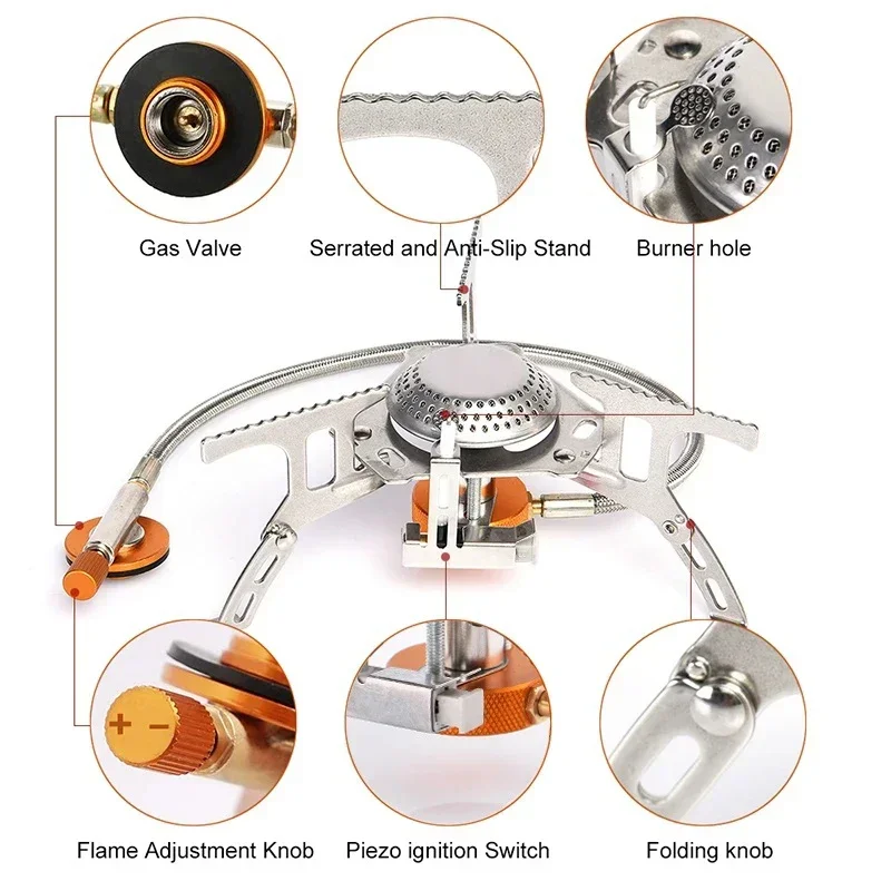 Widesea Camping Gas Stove Portable Folding Outdoor Backpacking Stove Tourist Equipment for Cooking Hiking Picnic 3500W