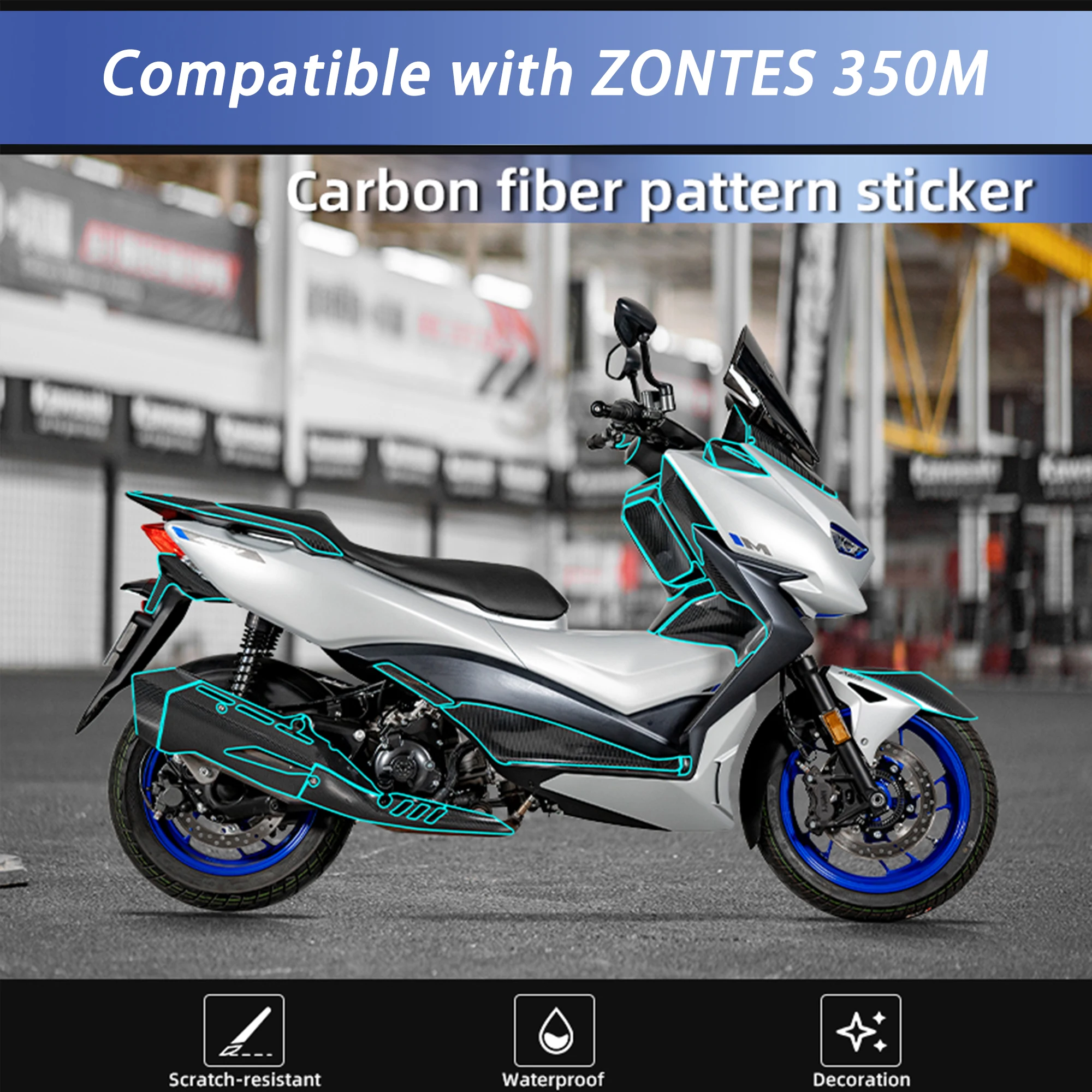 Carbon Fiber Protective Sticker Decal Tank Pad Compatible With Zontes 350M Motorcycle Anti Scratch Fuel Tank Cover Accessories
