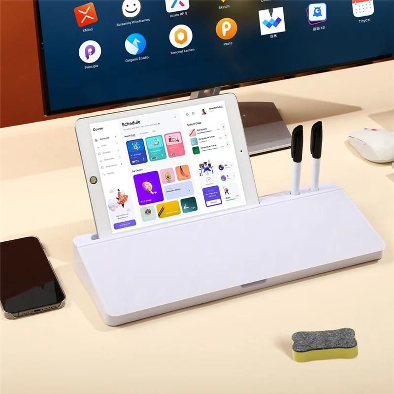 

Whiteboard Weekly White Board Calendar Desk Organizers With Computer Keyboard Stand With Drawer, For Office, Home