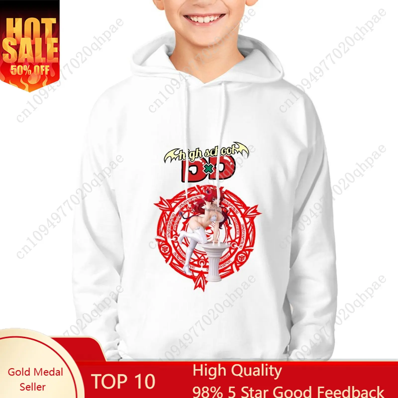 

High School DxD Hoodie Boys Girls Childs Cotton High Quality Sweatshirt Lightweight Comfortable Custom Made Spring Autumn Tops