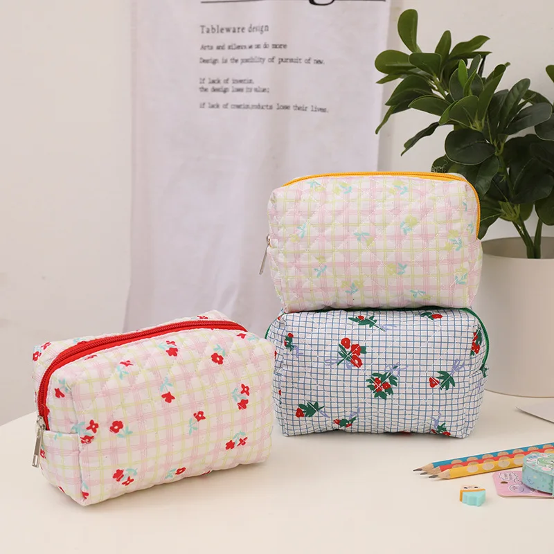 New Cotton Floral Storage Bag Travel Toiletries Organizer Makeup Bags Cosmetic Bag Ladies Portable Clutch Pouch Pencil Case