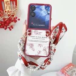 Sketching Flowers Pattern Phone Case For XiaoMi Mix Flip Silk Scarf Bracelet PC Hard Shell Protective Back Cover