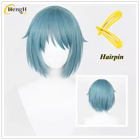 In Stock Anime Synthetic Miki Sayaka Cosplay Wig Unisex Short 30cm Blue Gray Wig Heat Resistant Hair Halloween Wigs + A Wig Cap