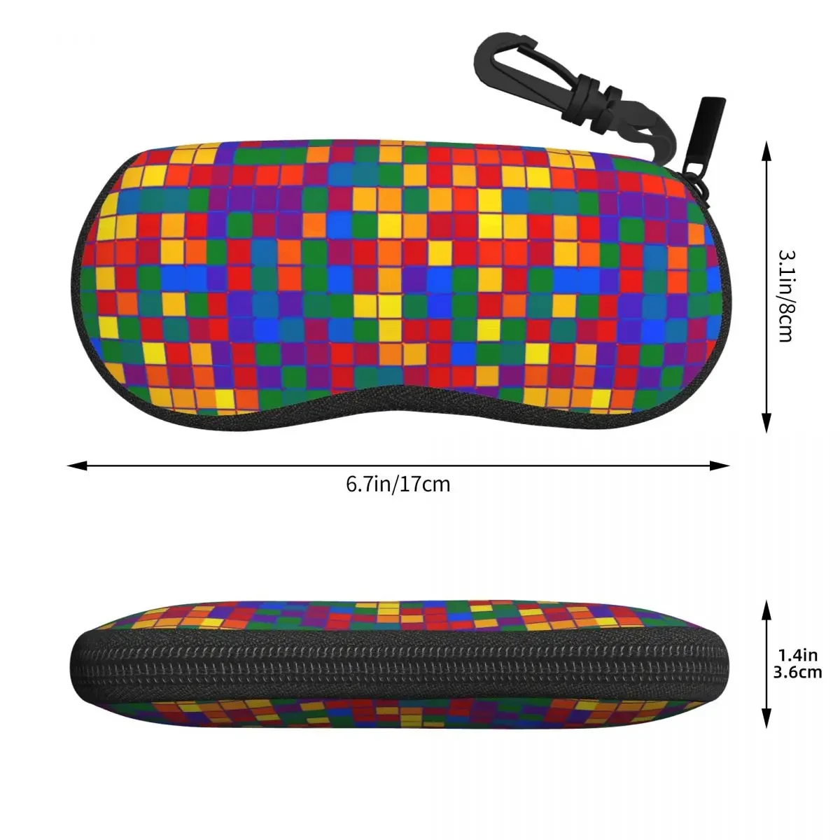 Custom Gay Pride Colored Rounded Squares Grid Glasses Case Portable GLBT LGBT Rainbow Lesbian  Eyeglasses Case Sunglasses Box