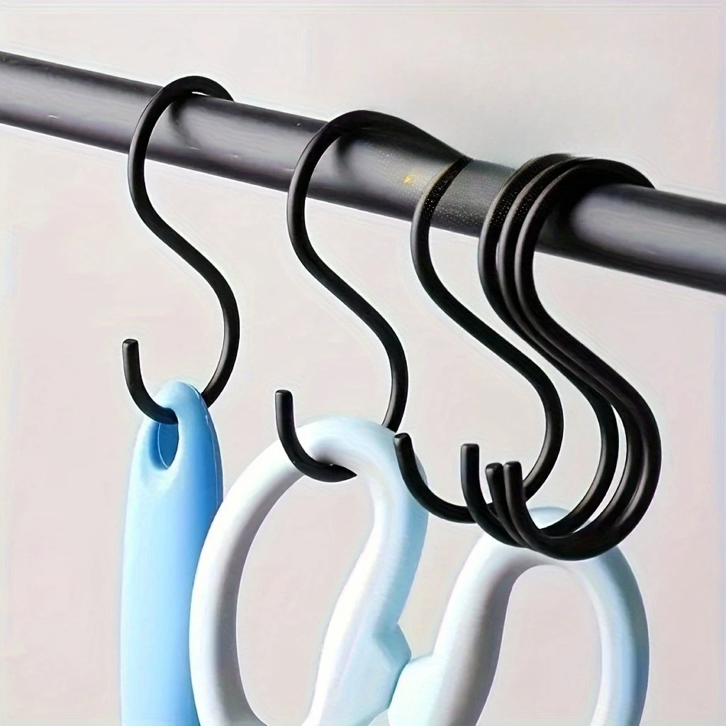 Black Heavy Duty Stainless Steel S Hooks-Easy to Install,Long-Lasting Wall Mounting Solution for Kitchen Accessories