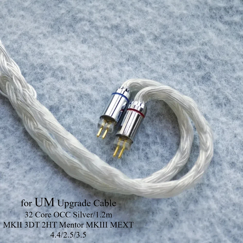 Для 32-ядерного посеребренного OCC UM 4,4 мм сбалансированного провода для наушников Hi-Fi MKII 3DT 2HT Mentor MKIII MEXT Кабель для обновления