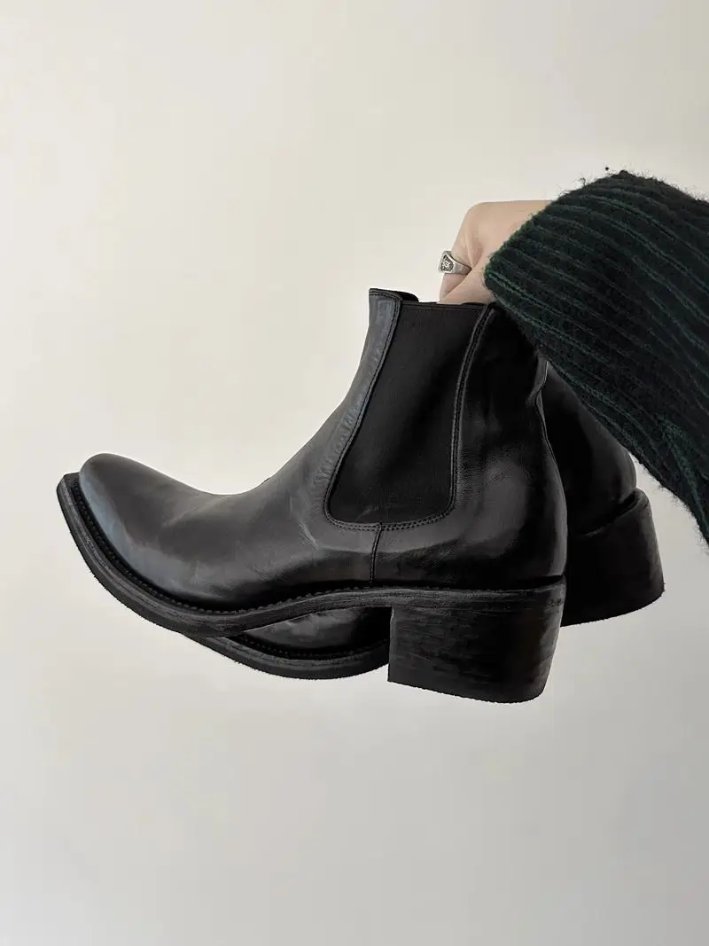 2026 High-top Men's Heightened Thick-soled Pointed-toed Chelsea British Casual Trendy High-heeled Wizard Boots