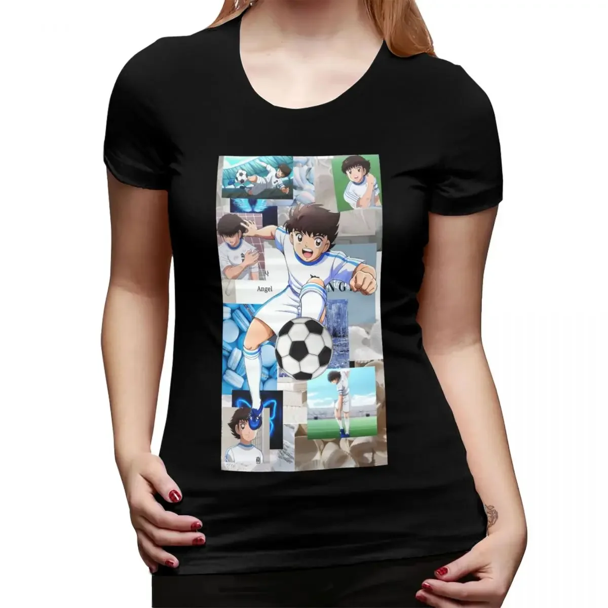 Camiseta Ozora Oliver Atom Capitan Tsubasa para mujer, camisetas de estilo urbano con cuello redondo, ropa de verano de manga corta para mujer, Tops