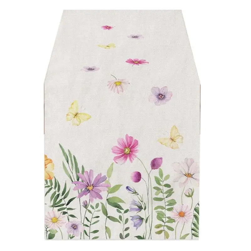 Rank! 2PCS Flower Butterfly Spring Table Runner, Seasonal Summer Kitchen Table Decoration Indoor Holiday Party Decor