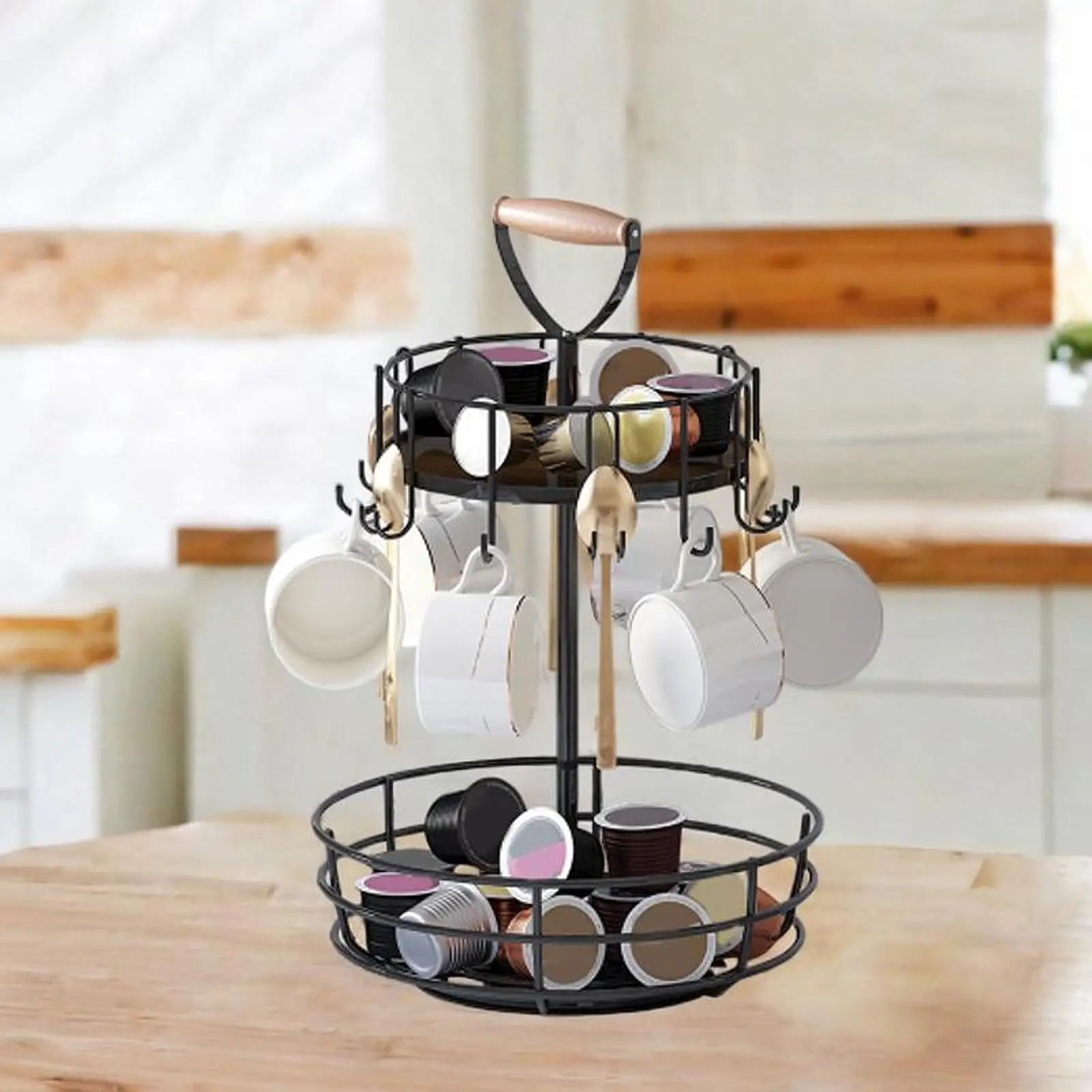 Porte-tasse Double couche, décoration de maison rotative pour bureau, hôtel