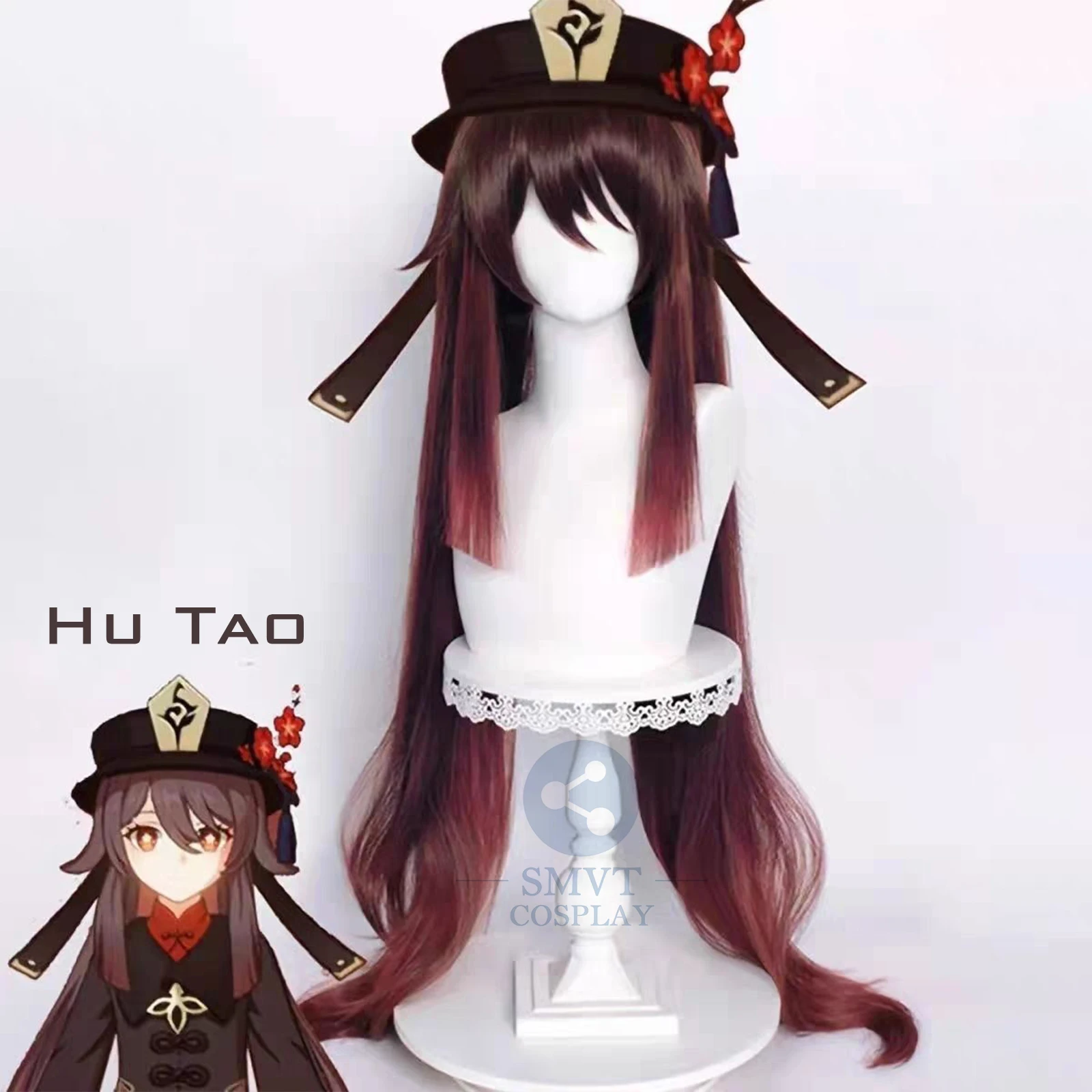 Hu Tao Wig Cosplay Wig with long brown curly hair of game Genshin Impact