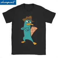 Camiseta de algodón con cuello redondo para hombre y mujer, camisa de manga corta con estampado de animales, Vintage, Perry The Platypus, 6XL