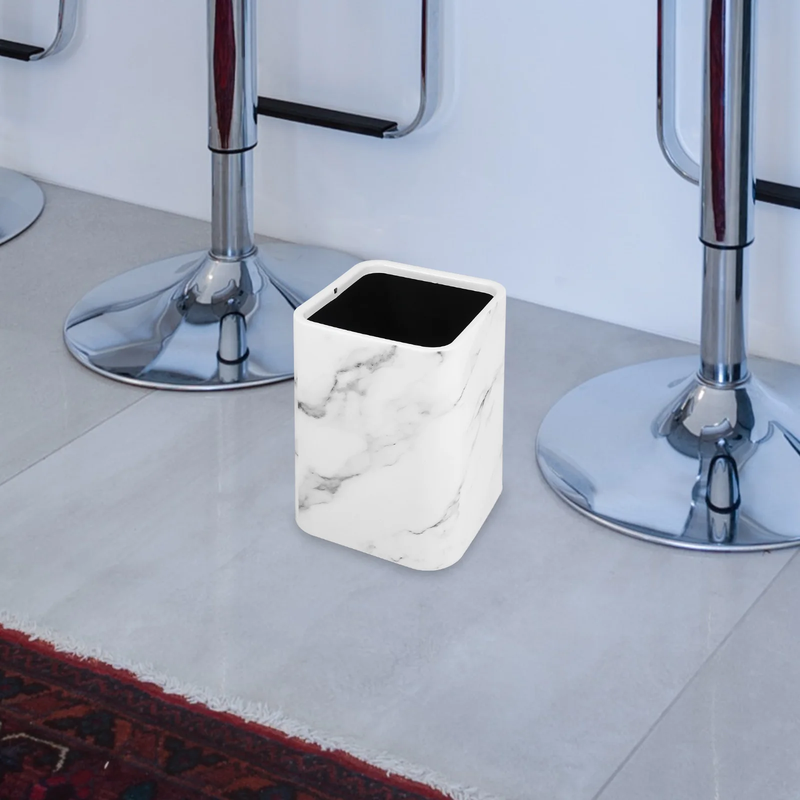 

Marble Pattern Trash Can Double Layer Modern Trash Bin for Bathroom Kitchen Office Waste Basket Bedroom Bathroom Trashcan