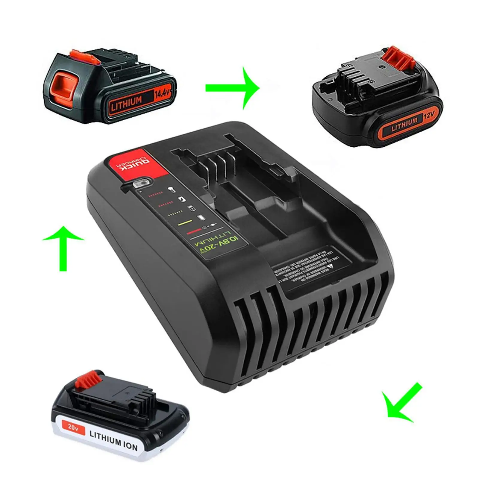 Universal Lithium Ion Battery Charger Rechargeable Adapter Overload Safety EU Plug for Black and Decker 20V Batteries